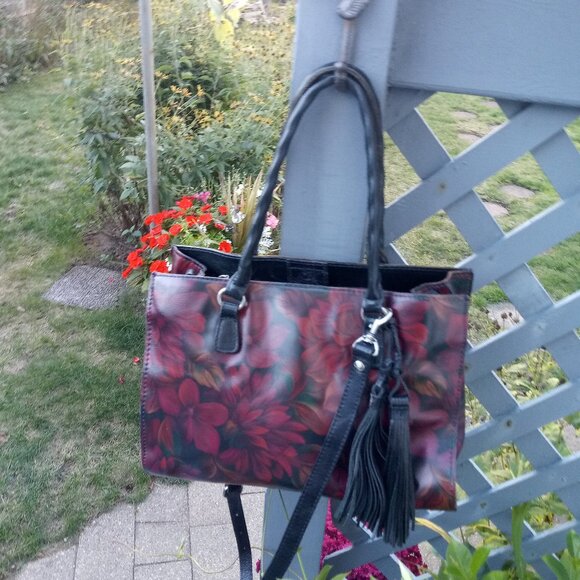 Patricia Nash Leather Primrose Satchel Rustic Mums Handbag - Picture 1 of 7